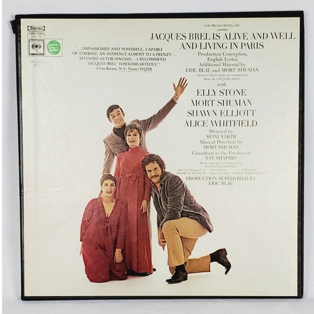 Jacques Brel Is Alive and Well and Living in Paris 2 LP Vinyl Record Columbia